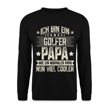 Golfer Vater Vatertag - Unisex Pullover - Schwarz - Vorne - Alina (178cm) & Michal (187cm)