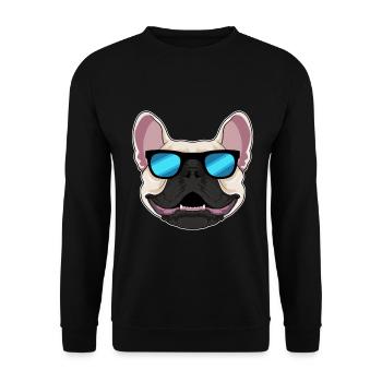 Französische Bulldogge Sonnenbrille - Unisex Pullover - Schwarz - Vorne - Alina (178cm) & Michal (187cm)