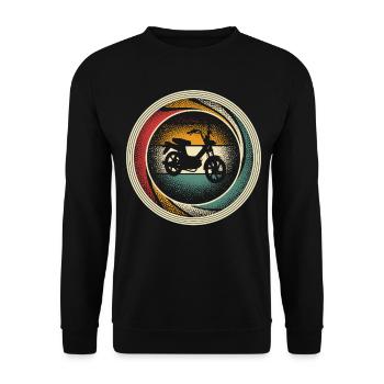 Mofa Mofafahrer Retro Vintage - Unisex Pullover - Schwarz - Vorne - Alina (178cm) & Michal (187cm)
