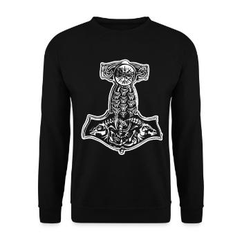 Thorhammer Vikings - Unisex Sweatshirt - black - Front - Alina (178cm) & Michal (187cm)