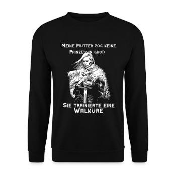 Walküre - keine Prinzessin - Wikingerin - Unisex Pullover - Schwarz - Vorne - Alina (178cm) & Michal (187cm)