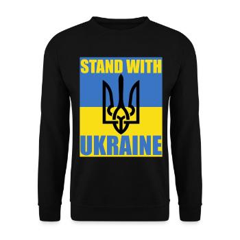Stand With Ukraine Flag Trident Support Jersey - Unisex Sweatshirt - black - Front - Alina (178cm) & Michal (187cm)