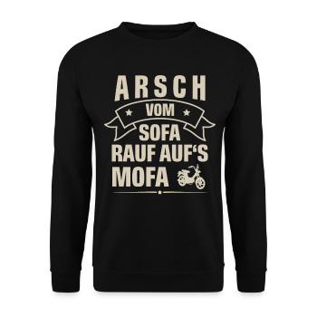 Mofa Mofafahrer - Unisex Pullover - Schwarz - Vorne - Alina (178cm) & Michal (187cm)