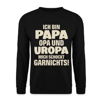 Papa Opa Uropa - Unisex Pullover - Schwarz - Vorne - Alina (178cm) & Michal (187cm)