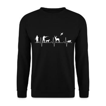 Jäger Herzschlag für die Jagd - Unisex Pullover - Schwarz - Vorne - Alina (178cm) & Michal (187cm)