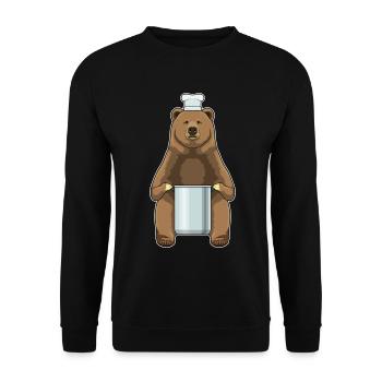 Bär Koch Kochtopf Kochen - Unisex Pullover - Schwarz - Vorne - Alina (178cm) & Michal (187cm)