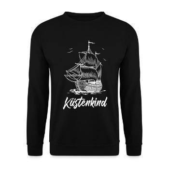 Segelschiff - Küstenkind - Unisex Pullover - Schwarz - Vorne - Alina (178cm) & Michal (187cm)