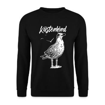 Küstenkind | Möwe | Anker - Unisex Pullover - Schwarz - Vorne - Alina (178cm) & Michal (187cm)