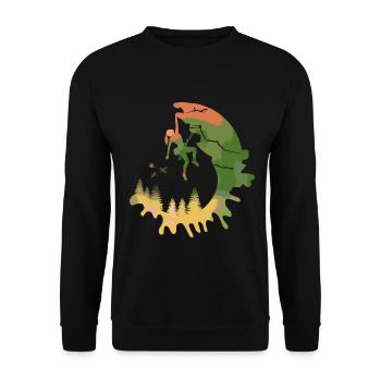 Kletterin Aquarell Wald Geschenk für Frauen - Unisex Pullover - Schwarz - Vorne - Alina (178cm) & Michal (187cm)