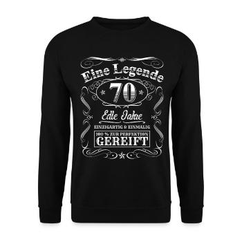 Legende 70 Jahre 70. Geburtstag Männer Frauen - Unisex Pullover - Schwarz - Vorne - Alina (178cm) & Michal (187cm)