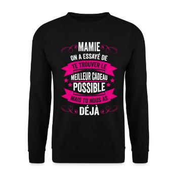 Mamie Cadeau Fête Des Grands Mères 2022 Humour - Sweat-shirt Unisexe - noir - Devant - Alina (178cm) & Michal (187cm)