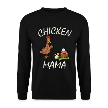 Chicken Mama - lustiges Huhn Hahn Hühnerstall - Unisex Pullover - Schwarz - Vorne - Alina (178cm) & Michal (187cm)