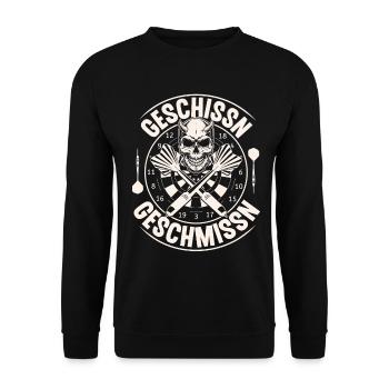 Dart Darten Darts - Unisex Pullover - Schwarz - Vorne - Alina (178cm) & Michal (187cm)