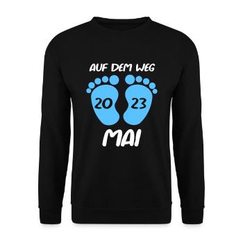 Geburtsmonat Mai 2023 Junge Sohn Schwanger - Unisex Pullover - Schwarz - Vorne - Alina (178cm) & Michal (187cm)