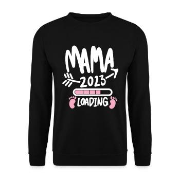 Mama 2023 loading - Werdende Mutter 2023 - Unisex Pullover - Schwarz - Vorne - Alina (178cm) & Michal (187cm)