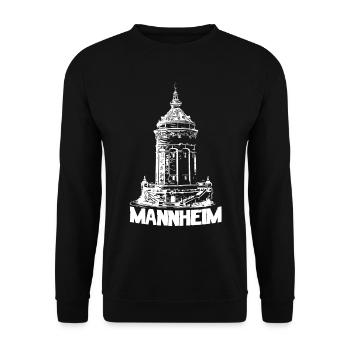 Mannheimer Wasserturm - Mannheim - Unisex Pullover - Schwarz - Vorne - Alina (178cm) & Michal (187cm)