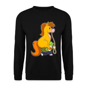 Junge Pferd - Unisex Pullover - Schwarz - Vorne - Alina (178cm) & Michal (187cm)