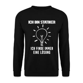 Statiker lustiger Spruch - Unisex Pullover - Schwarz - Vorne - Alina (178cm) & Michal (187cm)