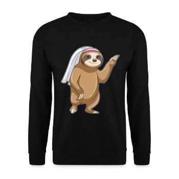 Faultier Braut Schleier Hochzeit - Unisex Pullover - Schwarz - Vorne - Alina (178cm) & Michal (187cm)