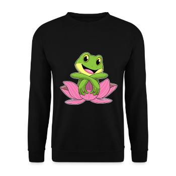 Frosch Lotosblume - Unisex Pullover - Schwarz - Vorne - Alina (178cm) & Michal (187cm)