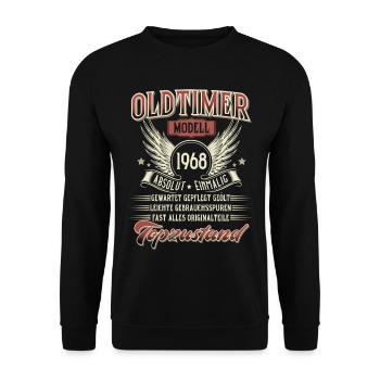 1968 Geboren Geburtstag Oldtimer - Unisex Pullover - Schwarz - Vorne - Alina (178cm) & Michal (187cm)