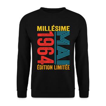 Millésime Mai 1964 58e anniversaire 58 ans - Sweat-shirt Unisexe - noir - Devant - Alina (178cm) & Michal (187cm)