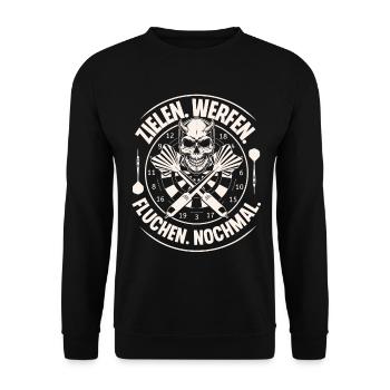 Darts Dart Darten - Unisex Pullover - Schwarz - Vorne - Alina (178cm) & Michal (187cm)