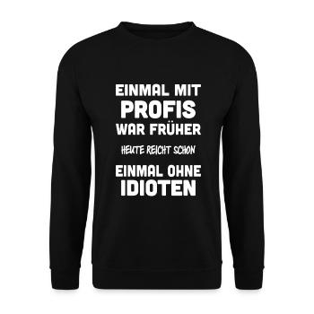 Inspirierender Spruch Verteidiger des Alltags - Unisex Pullover - Schwarz - Vorne - Alina (178cm) & Michal (187cm)