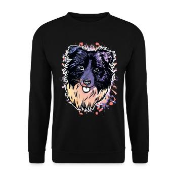 Border Collie éclaboussures de couleur - Sweat-shirt Unisexe - noir - Devant - Alina (178cm) & Michal (187cm)