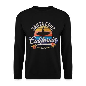 Californie Santa Cruz Surfing Retro Sunset - Sweat-shirt Unisexe - noir - Devant - Alina (178cm) & Michal (187cm)