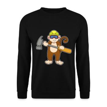 Affe Handwerker Hammer Handwerk - Unisex Pullover - Schwarz - Vorne - Alina (178cm) & Michal (187cm)