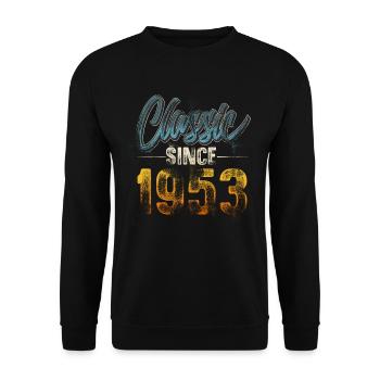 1953 Geburtsjahr Geburtstag Baujahr Vintage - Unisex Pullover - Schwarz - Vorne - Alina (178cm) & Michal (187cm)