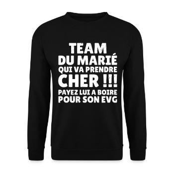 EVG TEAM DU MARIÉ Cadeau Futur Marié Vie de Garçon - Sweat-shirt Unisexe - noir - Devant - Alina (178cm) & Michal (187cm)