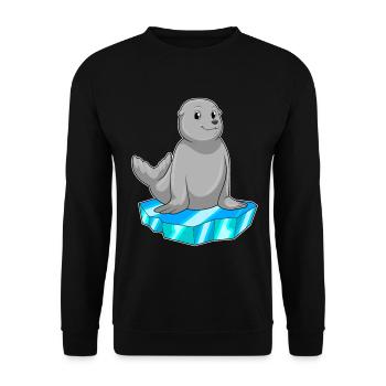 Seehund Eisscholle - Unisex Pullover - Schwarz - Vorne - Alina (178cm) & Michal (187cm)