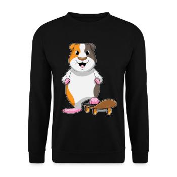 Meerschweinchen Skater Skateboard - Unisex Pullover - Schwarz - Vorne - Alina (178cm) & Michal (187cm)