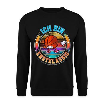Ich Bin Erstklassig Einschulung Basketball - Unisex Pullover - Schwarz - Vorne - Alina (178cm) & Michal (187cm)