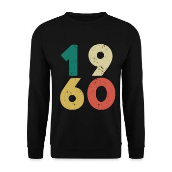 1960 - Jahrgang 1960 Retro Vintage - Unisex Pullover - Schwarz - Vorne - Alina (178cm) & Michal (187cm)