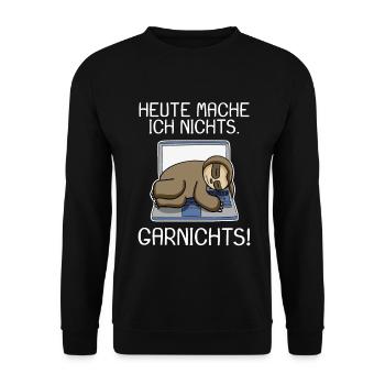 Lustiger Faultier Spruch Büro Humor Geschenk - Unisex Pullover - Schwarz - Vorne - Alina (178cm) & Michal (187cm)