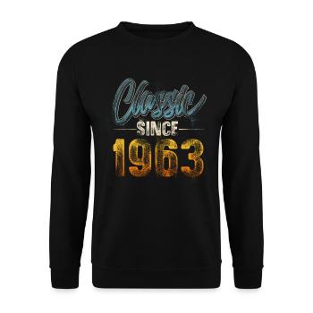 1963 Year of birth Birthday Year of construction Vintage - Unisex Sweatshirt - black - Front - Alina (178cm) & Michal (187cm)