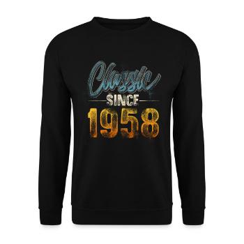 1958 Geburtsjahr Geburtstag Baujahr Vintage - Unisex Pullover - Schwarz - Vorne - Alina (178cm) & Michal (187cm)