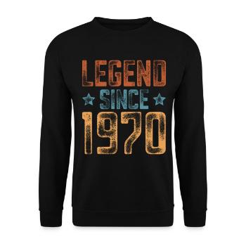 1970 Born Year of birth Birthday - Unisex Sweatshirt - black - Front - Alina (178cm) & Michal (187cm)