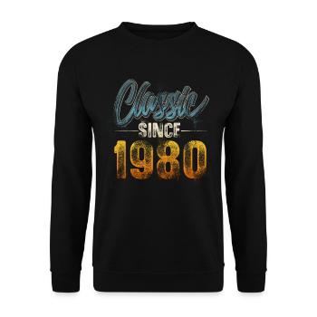 1980 Geburtsjahr Geburtstag Baujahr Vintage - Unisex Pullover - Schwarz - Vorne - Alina (178cm) & Michal (187cm)