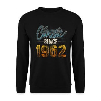 1962 Année de naissance Anniversaire Année de construction Millésime - Sweat-shirt Unisexe - noir - Devant - Alina (178cm) & Michal (187cm)