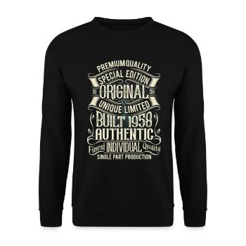 1958 Geboren Geburtstag Retro Vintage - Unisex Pullover - Schwarz - Vorne - Alina (178cm) & Michal (187cm)