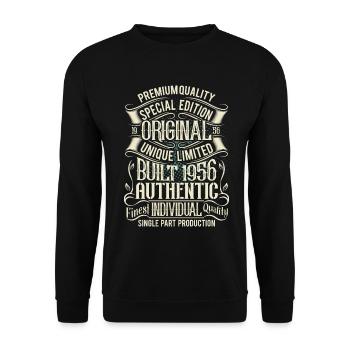 1956 Geboren Geburtstag Retro Vintage - Unisex Pullover - Schwarz - Vorne - Alina (178cm) & Michal (187cm)