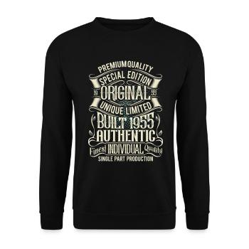 1955 Geboren Geburtstag Retro Vintage - Unisex Pullover - Schwarz - Vorne - Alina (178cm) & Michal (187cm)