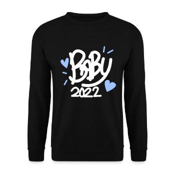 Baby 2022 Schwanger - Unisex Pullover - Schwarz - Vorne - Alina (178cm) & Michal (187cm)