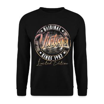 1987 Geburtsjahr Geburtstag Vintage - Unisex Pullover - Schwarz - Vorne - Alina (178cm) & Michal (187cm)
