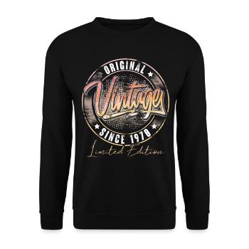 1970 Geburtsjahr Geburtstag Vintage - Unisex Pullover - Schwarz - Vorne - Alina (178cm) & Michal (187cm)