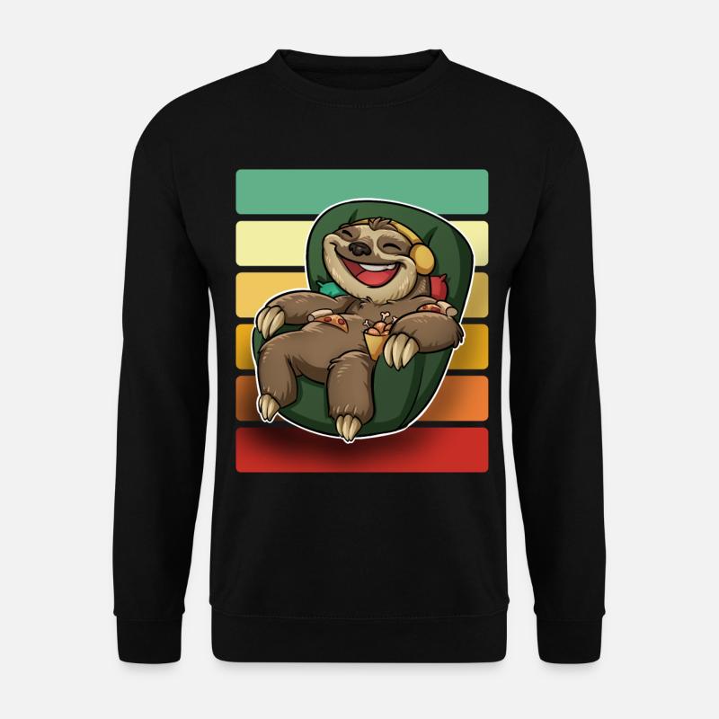 Faultier Sessel Pizza - Unisex Pullover - Schwarz